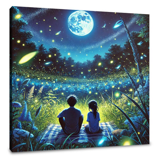 Firefly Meadow Night Canvas - Main Image
