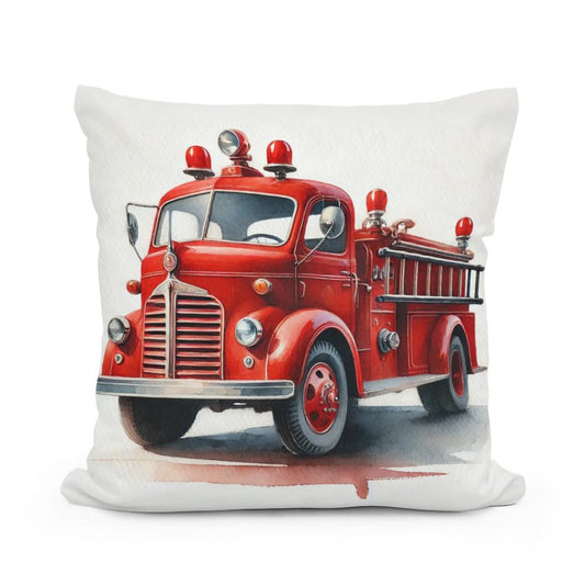 Vintage Fire Truck Cotton Pillow - Main Image