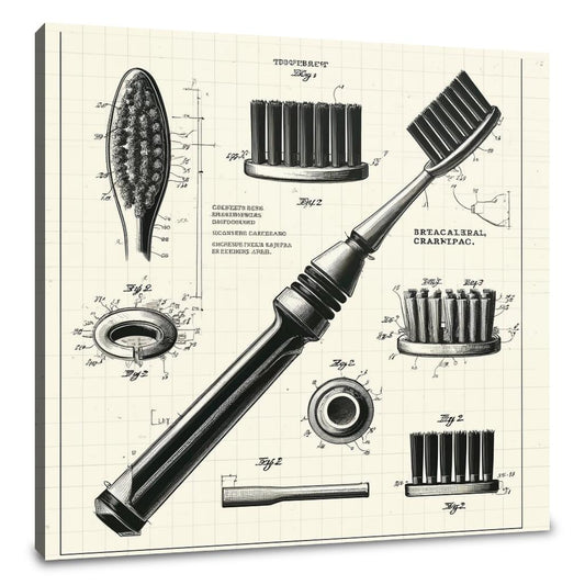 Charcoal Bristle Toothbrush Patent Art Canvas - Main Image