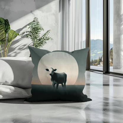 Minimalist Dusk Cow Cotton Cushion - Secondary Image 3