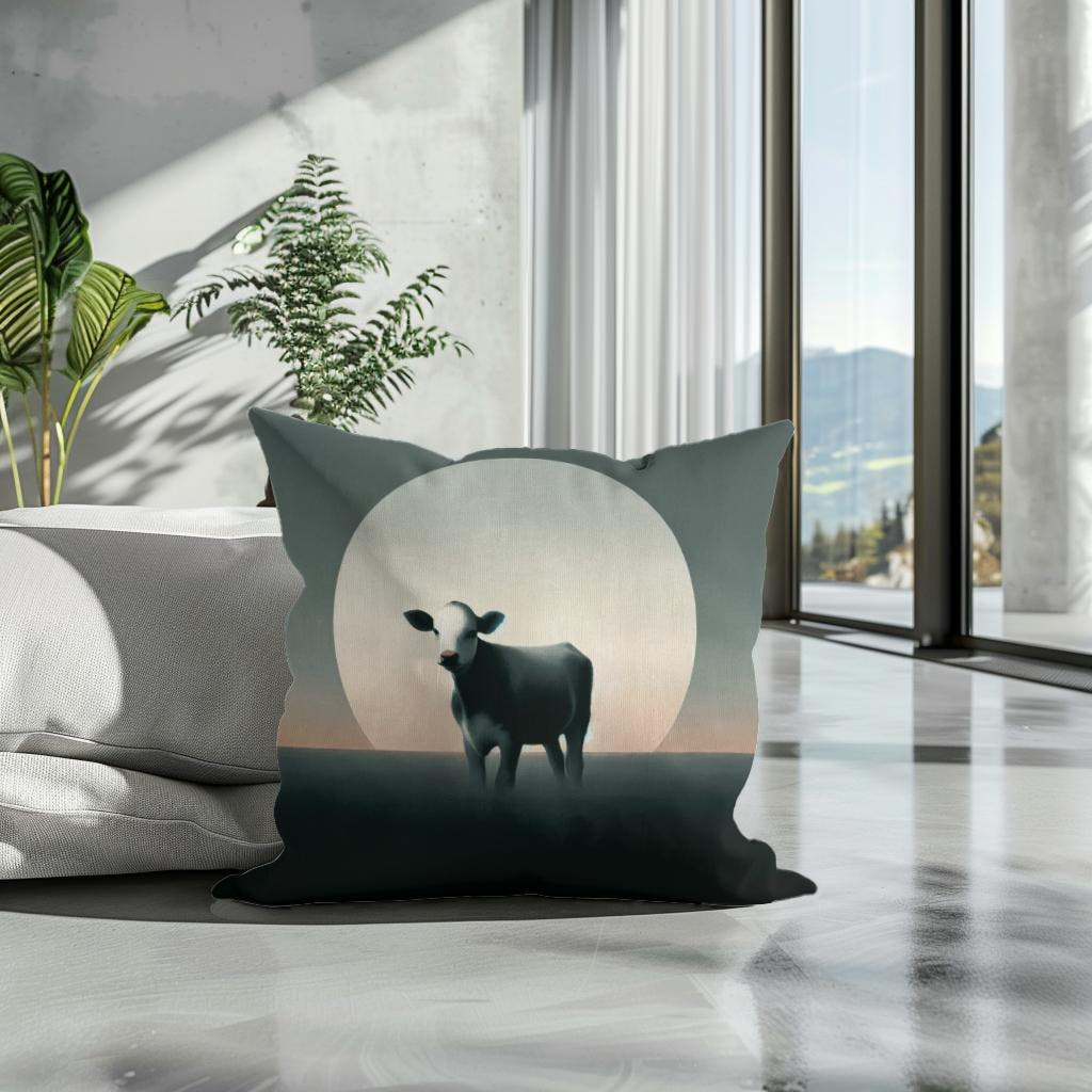 Minimalist Dusk Cow Cotton Cushion - Secondary Image 3