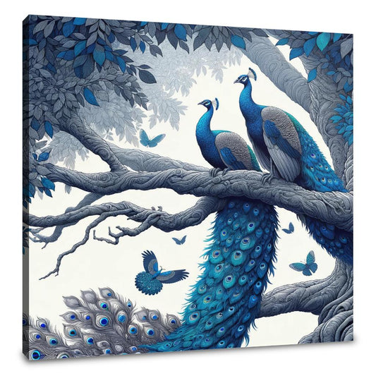Blue Majesty Peacock Display Canvas - Main Image