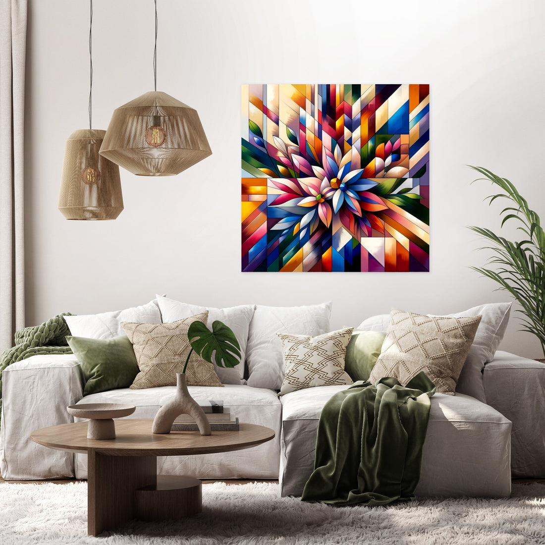 Geometric Floral Fusion Canvas - Secondary Image 2