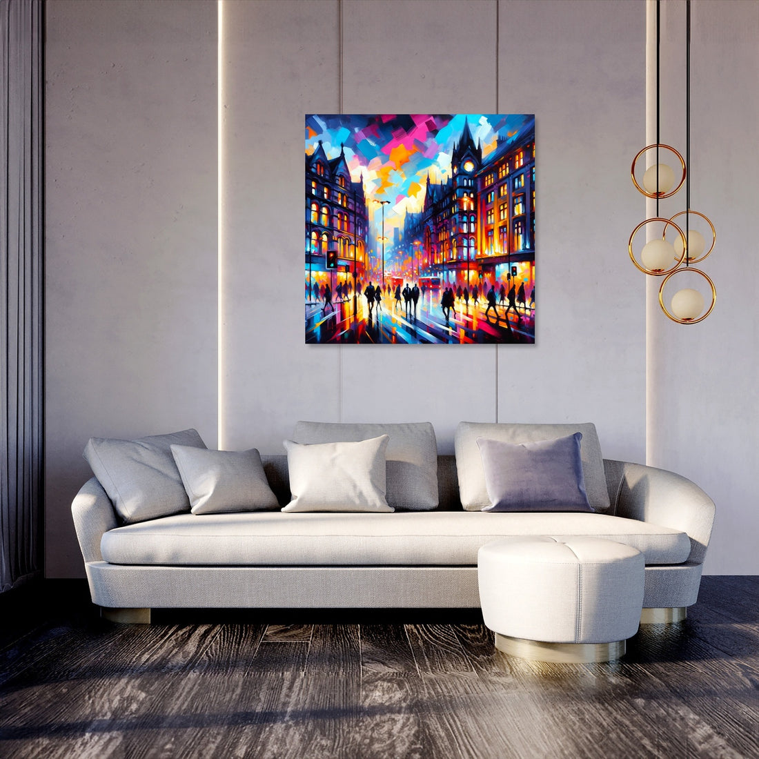 Manchester Oxford Road Twilight Canvas - Secondary Image