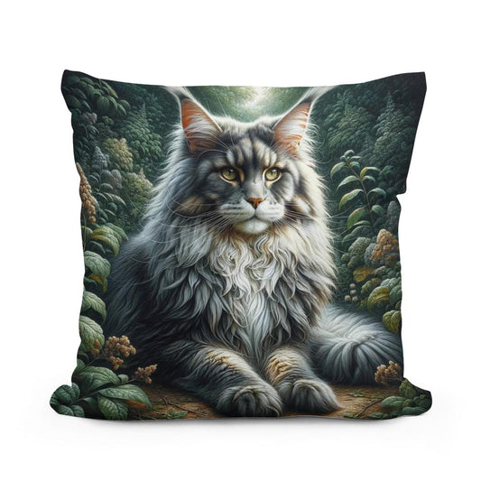 Majestic Maine Coon Cotton Pillow - Main Image