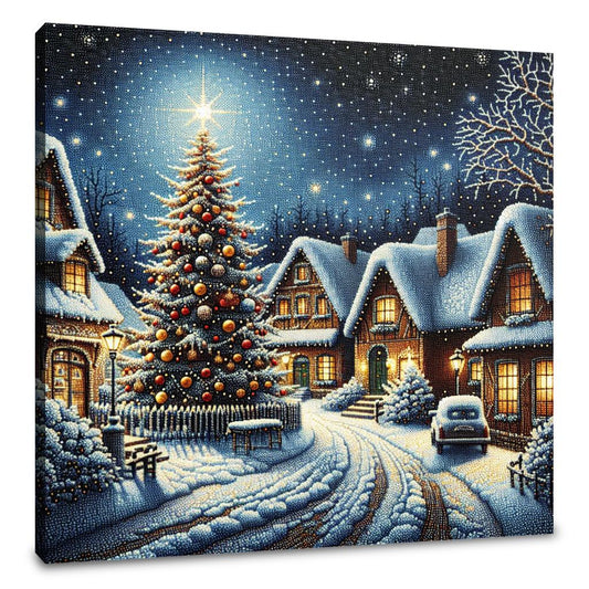 Winter's Melancholy Village Canvas - Main Image