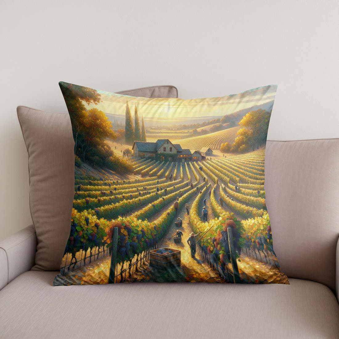 Harvest Vineyard Cotton Cushion - Secondary Image