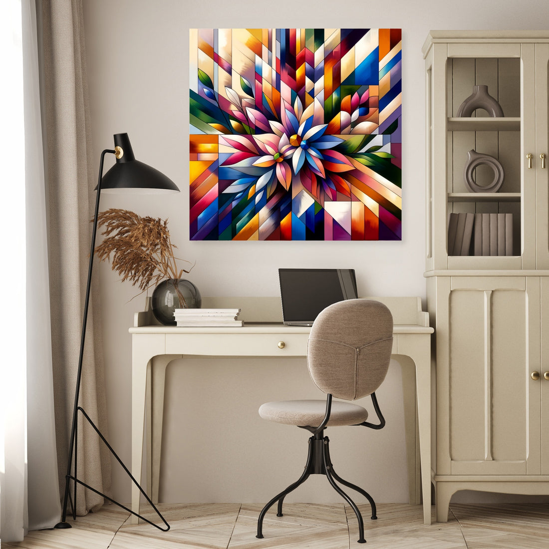 Geometric Floral Fusion Canvas - Secondary Image 4