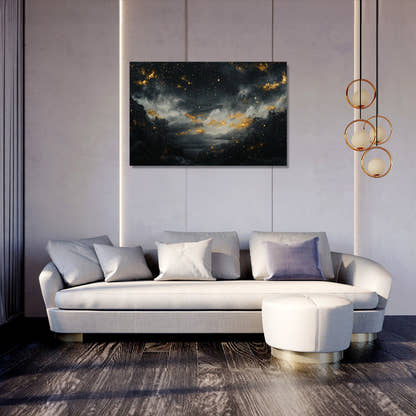Golden Stars on Shadowed Canvas - Secondary Image