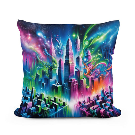 Neon Dreamscape Cotton Cushion - Main Image