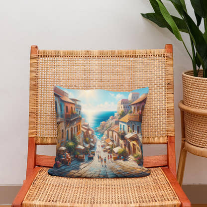 Sunny Mediterranean Charm Cotton Cushion - Secondary Image 2