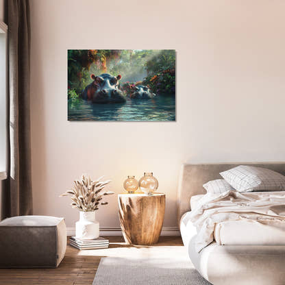 Hippo Family Reverie Canvas - Secondary Image 7