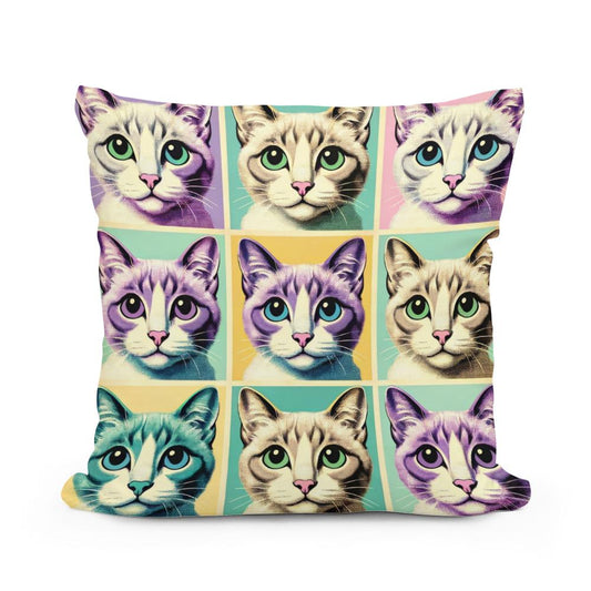 Pastel Pop Cats Cotton Cushion - Main Image