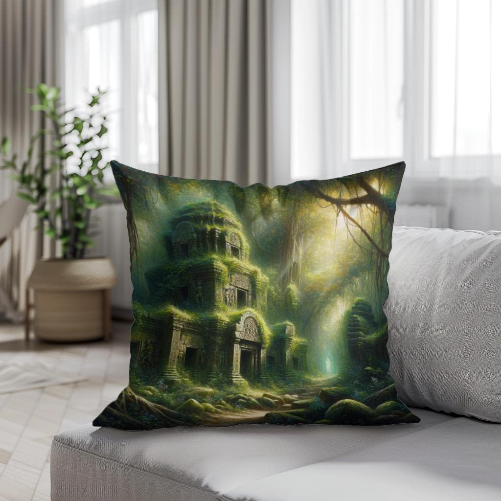 Jungle Ruins Cotton Cushion - Secondary Image 4