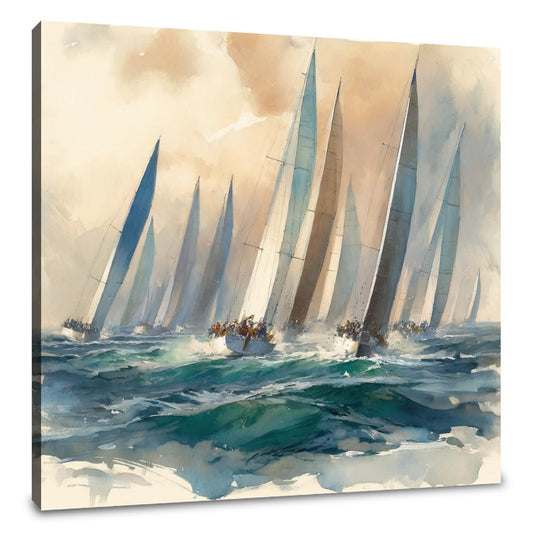 Sailboat Race at Dawn Canvas - Main Image