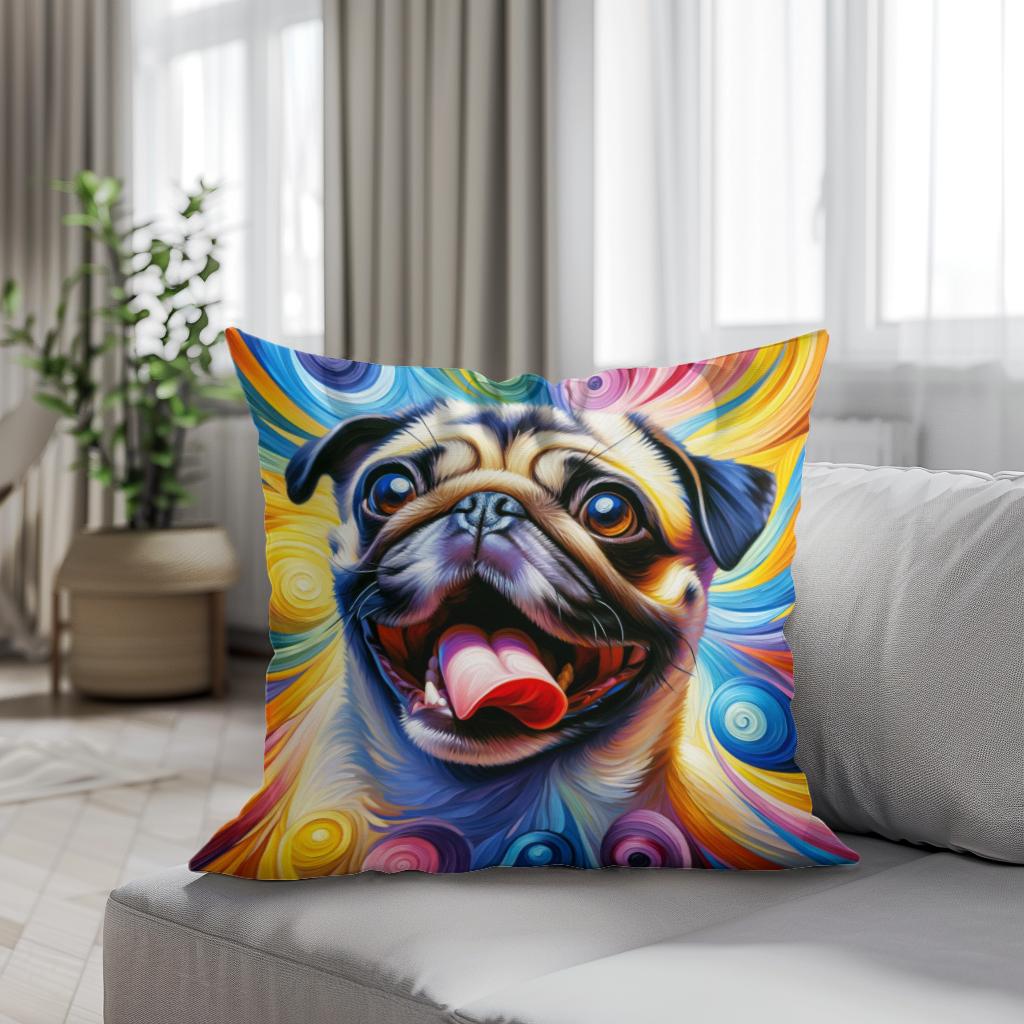 Jubilant Pug Frolic Cotton Cushion - Secondary Image 4