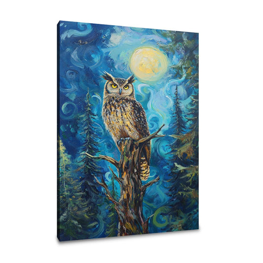 Owl's Midnight Reverie Canvas - Main Image