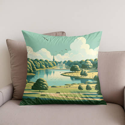 London Hyde Park Minimalist Tranquility Cotton Cushion - Secondary Image