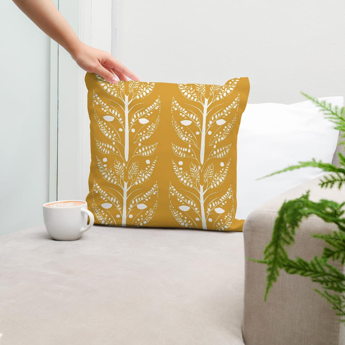 Mustard Symmetry Cotton Cushion - Secondary Image 5