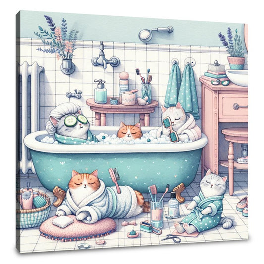 Feline Spa Day Canvas - Main Image