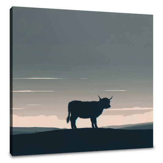 Highland Cow Dusk Silhouette Canvas - Main Image