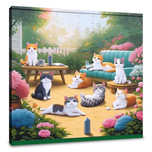 Playful Garden Cats Canvas - Main Image