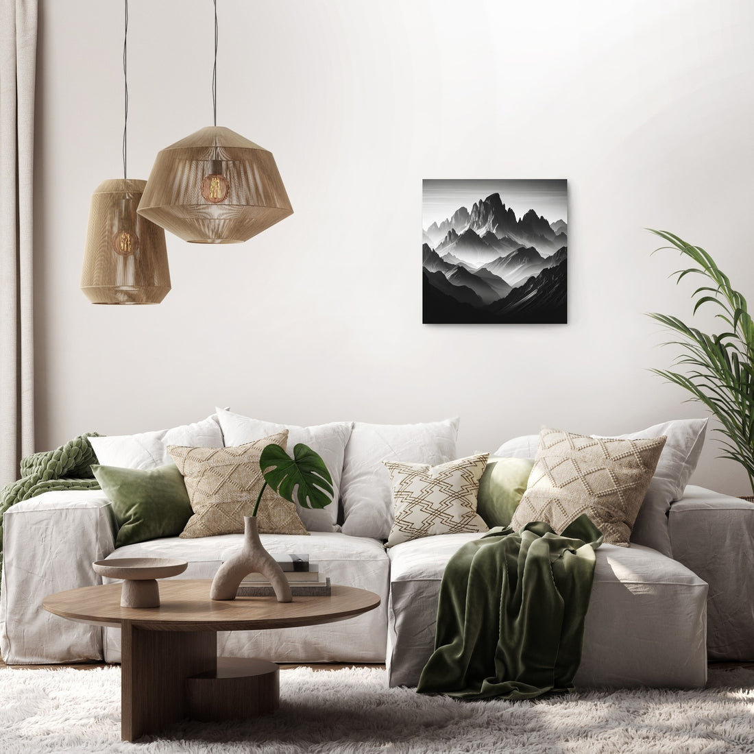 Dawn's Majesty: Mountain Silhouette Canvas - Secondary Image 2