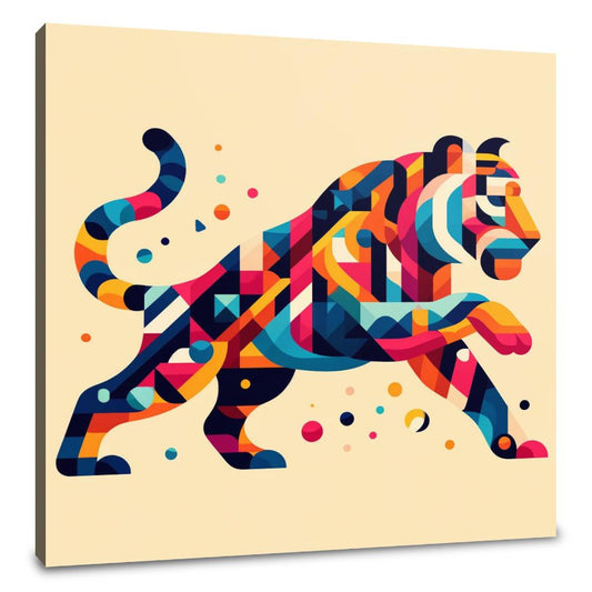 Vibrant Geometric Tiger Canvas - Main Image