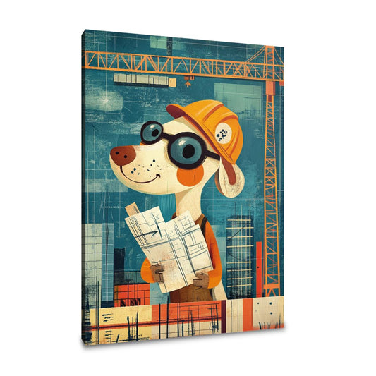 Worker Dog Construction Canvas - Main Image