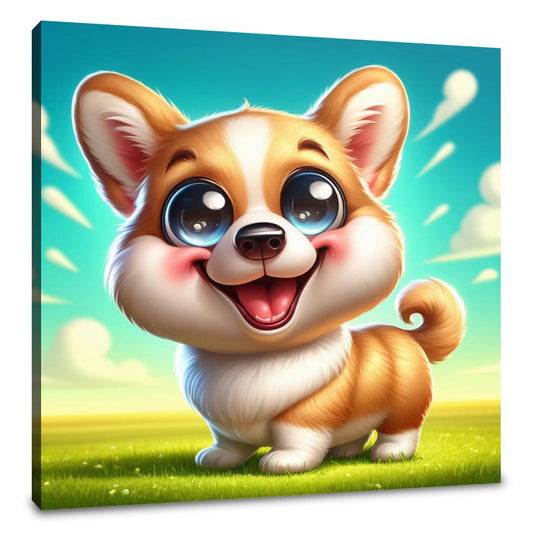 Cheerful Corgi Caricature Canvas - Main Image