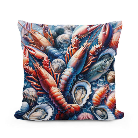 Seafood Elegance Cotton Cushion - Main Image