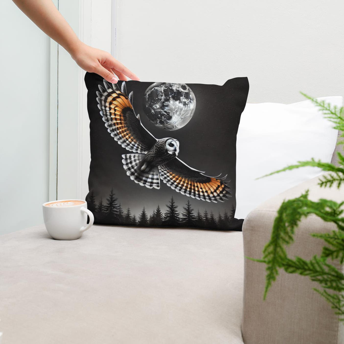 Nocturnal Flight Cotton Pillow - Secondary Image 5