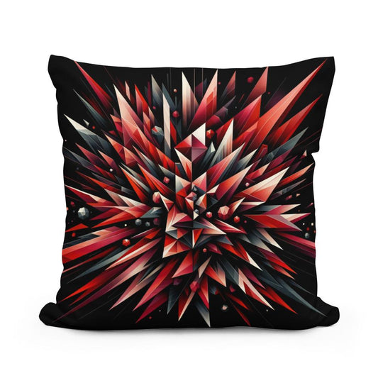 Fiery Embrace: Geometric Passion Cotton Cushion - Main Image