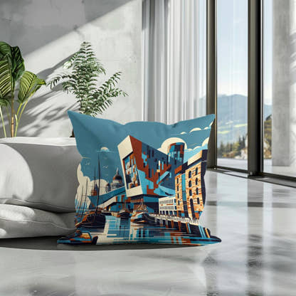 Liverpool Merseyside Maritime Modernism Cotton Cushion - Secondary Image 3