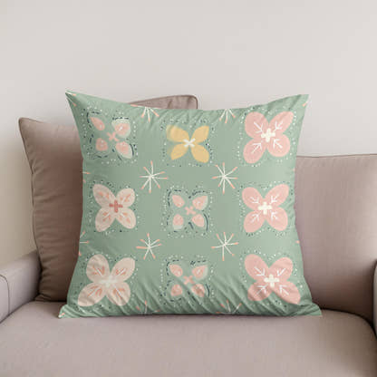 Pistachio Modern Folk Art Cotton Cushion - Secondary Image
