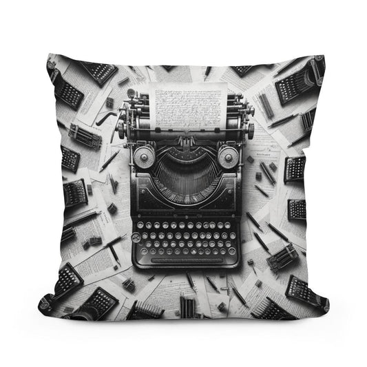 Timeless Echo: Vintage Typewriter Cotton Cushion - Main Image