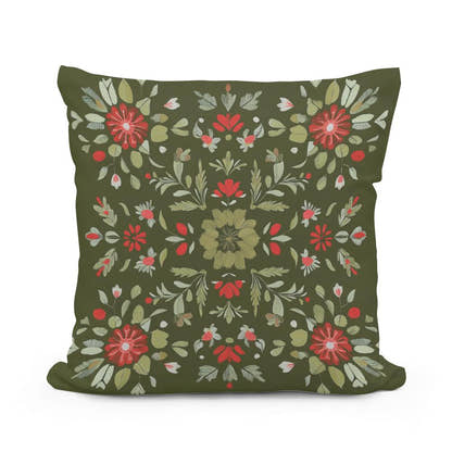 Olive Blossom Cotton Cushion - Main Image