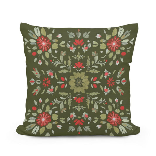 Olive Blossom Cotton Cushion - Main Image