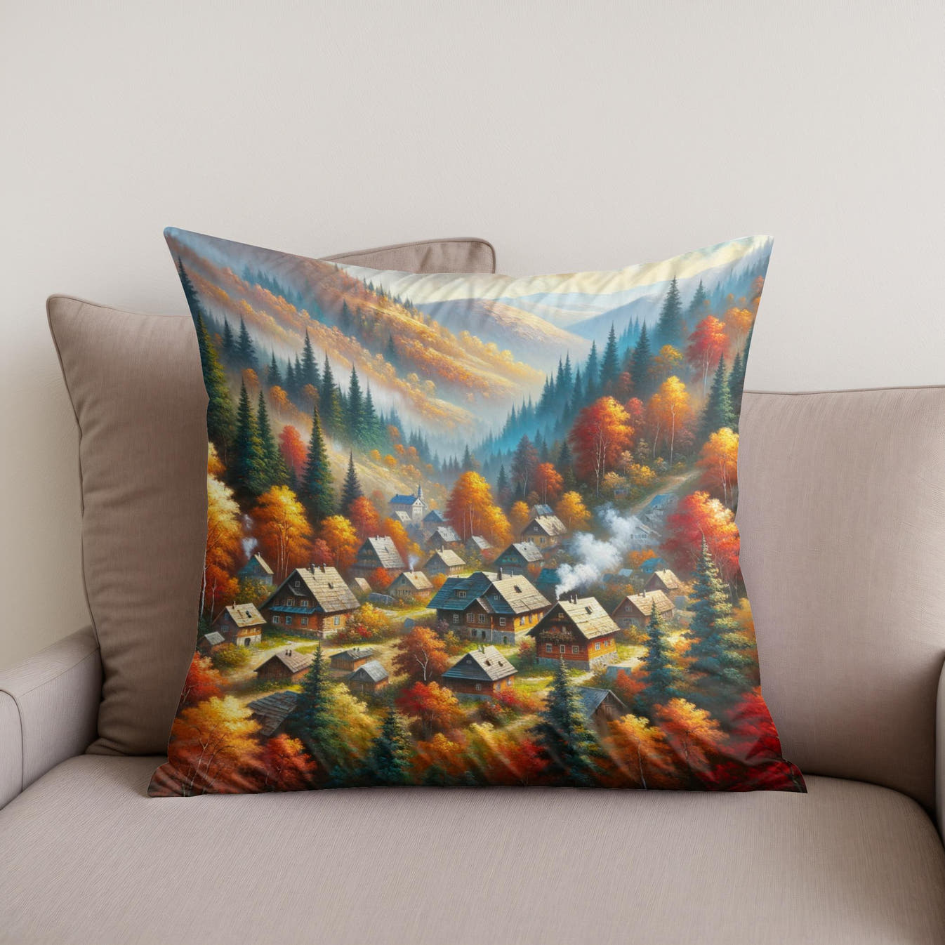 Autumnal Haven Cotton Cushion - Secondary Image