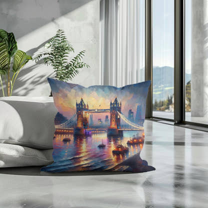 London Tower Bridge Twilight Impression Cotton Cushion - Secondary Image 3
