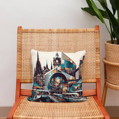 Modern Art Hub Edinburgh Cotton Cushion - Secondary Image 2