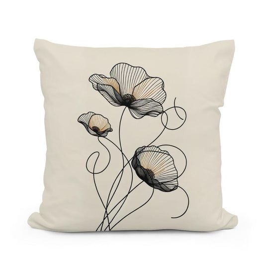 Golden Noir Poppies Cotton Cushion - Main Image
