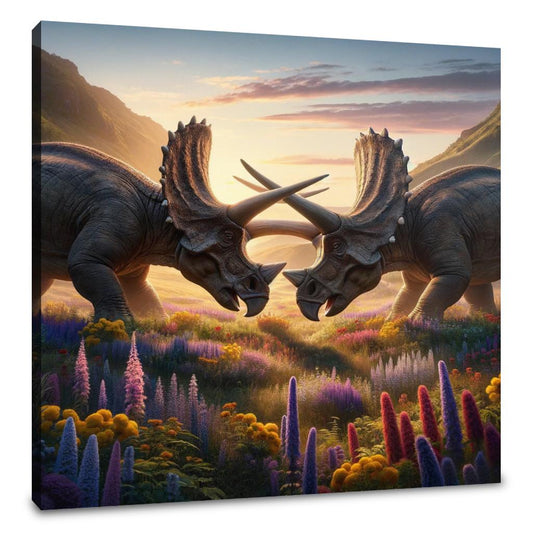 Meadow Duel Triceratops Canvas - Main Image