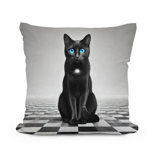 Midnight Blue Gaze Cotton Pillow - Main Image