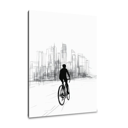 Cyclist in City Canvas - Main Image