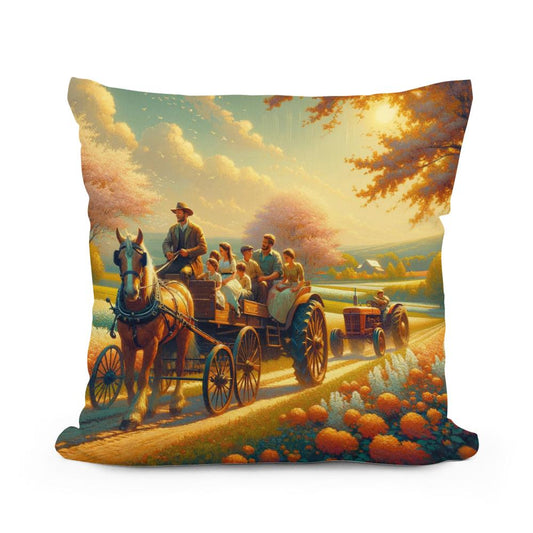 Springtime Family Journey Cotton Cushion - Main Image