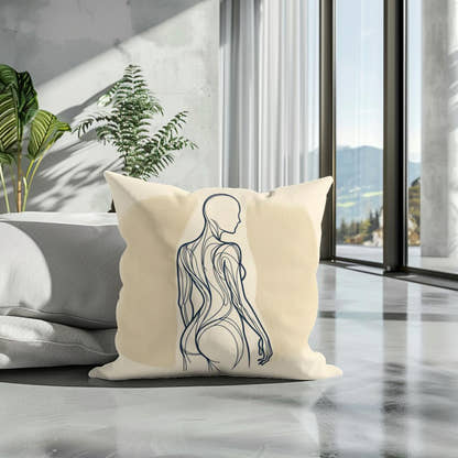 Elegance in Line: Human Contours Cotton Cushion - Secondary Image 3