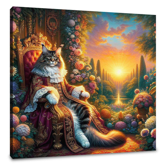 Regal Coon Sunset Throne Canvas - Main Image