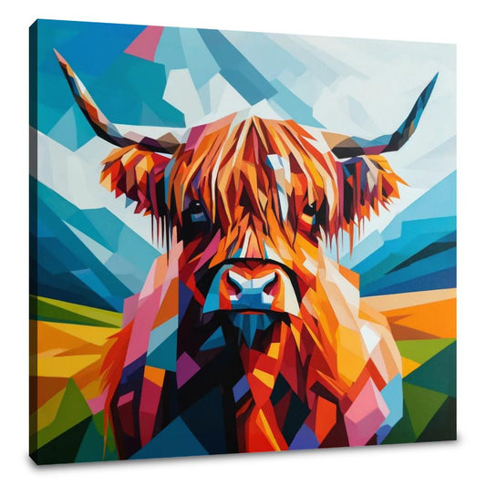 Cubist Highland Cow Essence Canvas - Main Image
