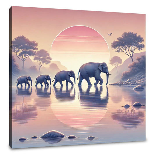 Elephant Sunrise Canvas - Main Image